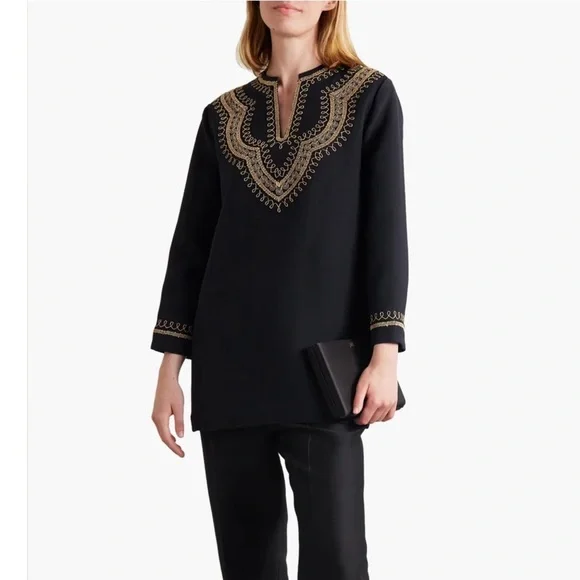 NWT NILI LOTAN Karine Embroidered Will and Silk Blend Tunic - Size 4 - Picture 2 of 9